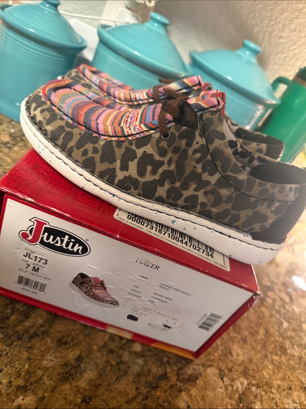 Justin Leopard Print Slip-On Sneakers with Multicolor Stripes